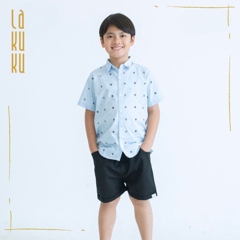 ARDENLEON Atasan Kemeja Anak Laki Laki Short Sleeves Shirt Print 1.0
