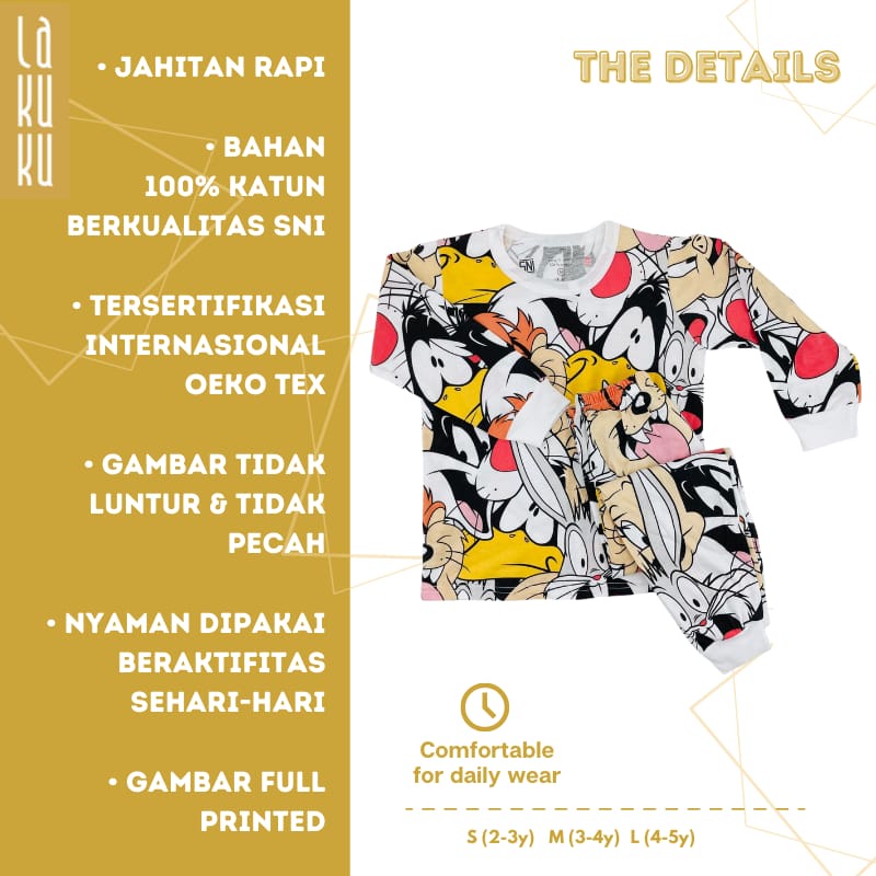 Lakuku - Setelan LK Cozy is Good Baju Lengan Panjang Celana Panjang Atasan Bawahan Piyama Anak