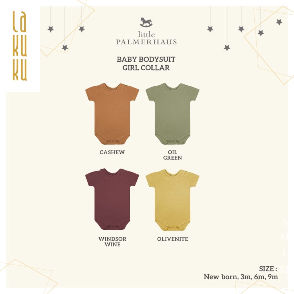 Lakuku - Little Palmerhaus Baby Bodysuit Boy & Girl Collar Newborn - 9 bulan Berkerah