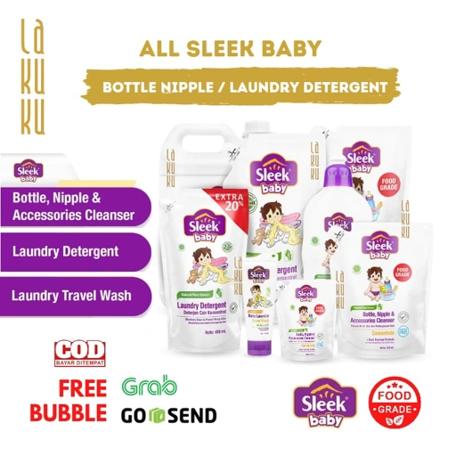 Image of Lakuku - Sleek Baby Sabun Pembersih Botol Susu dan Detergent Cair Laundry Baju Bayi