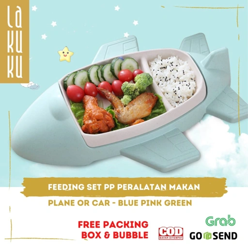 Image of Lakuku - Kids Feeding Set PP Piring Makan Anak 3D bentuk mobil pesawat terbang