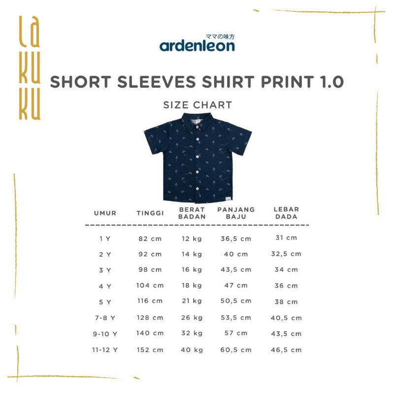 ARDENLEON Atasan Kemeja Anak Laki Laki Short Sleeves Shirt Print 1.0