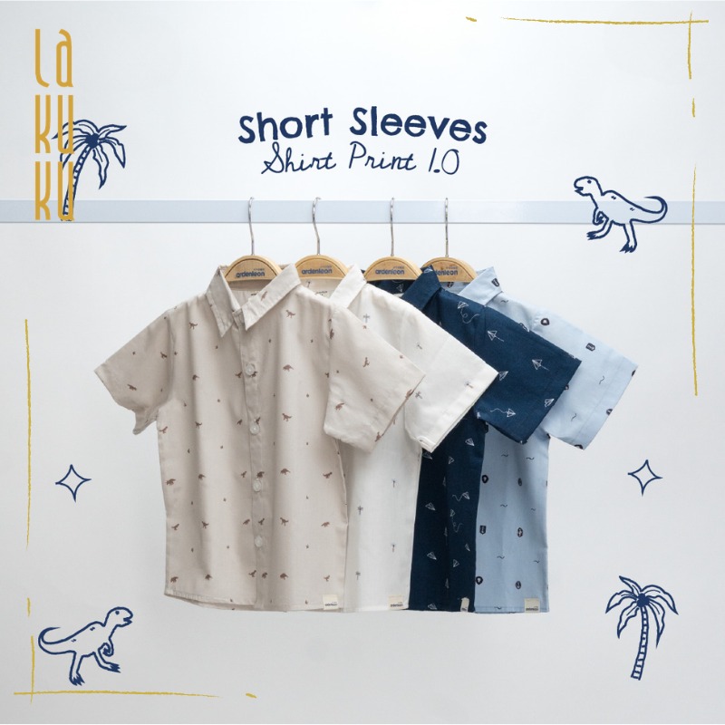 ARDENLEON Atasan Kemeja Anak Laki Laki Short Sleeves Shirt Print 1.0