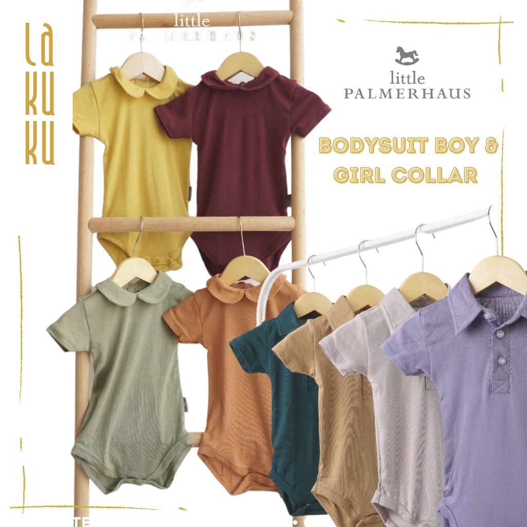 Lakuku - Little Palmerhaus Baby Bodysuit Boy & Girl Collar Newborn - 9 bulan Berkerah