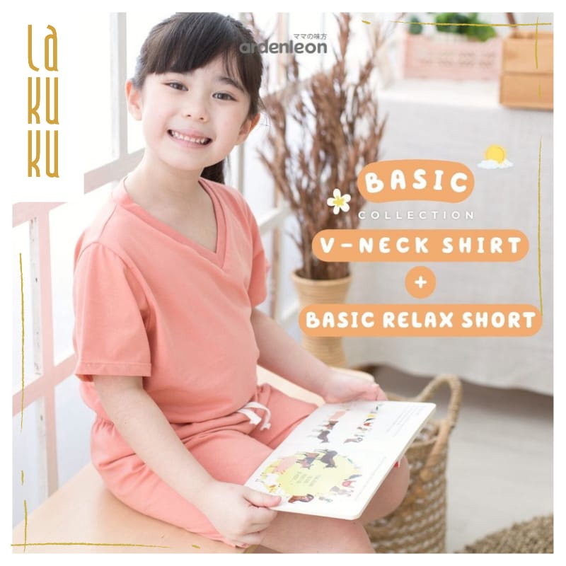 Lakuku - Ardenleon Basic V Neck Kids Shirt Baju Anak Unisex Atasan Polos