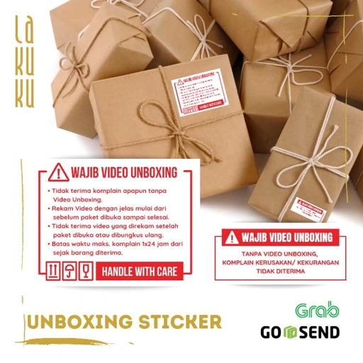 Image of Lakuku - Sticker Peringatan Unboxing Paket untuk kebutuhan penjual seller online shop