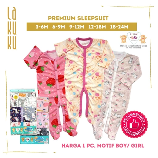 Image of Lakuku - Libby Sleepsuit Premium Boy or Girl Soft Cotton 3-6m 6-9m 9-12m 12-18m 18-24m