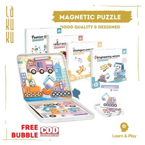 Image of Lakuku - Magnetic Puzzle Mainan Edukasi Puzzle Kayu Magnet