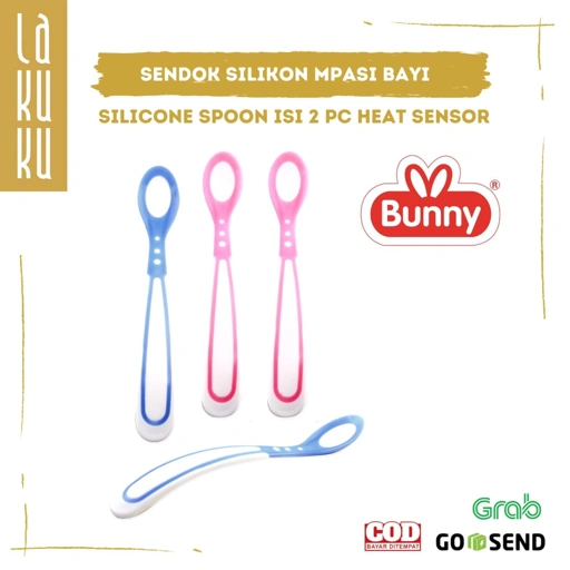 Image of Lakuku - Sendok Makan Silikon Spoon Lusty Bunny Heat Sensor Panas Mpasi