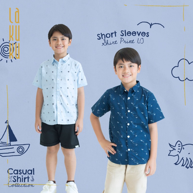 ARDENLEON Atasan Kemeja Anak Laki Laki Short Sleeves Shirt Print 1.0