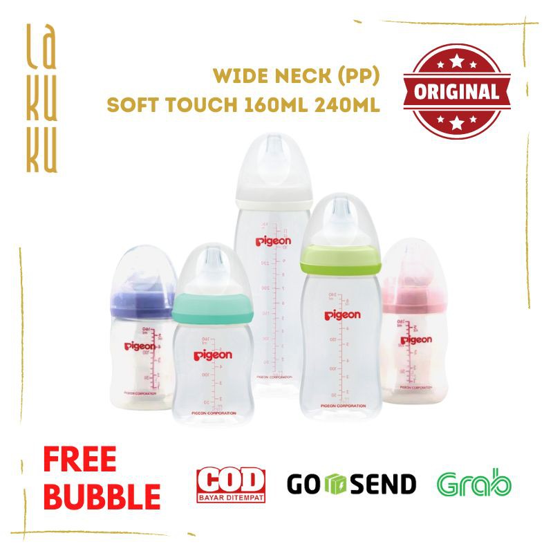 Lakuku - PIGEON Botol Susu PP Wide Neck Peristaltic plus nipple 160ml 240ml