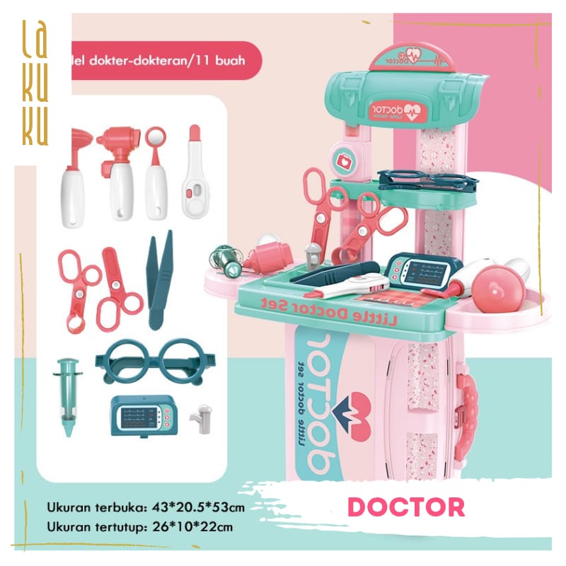 Lakuku - Pretend Toys Mainan Activity Dapur Kitchen Set Makeup Mechanic Meja Rias Doctor Anak dalam Koper Bag 3 in 1