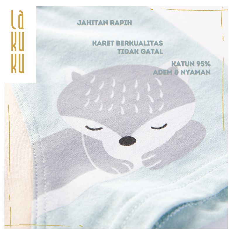 Lakuku - [GROSIR] Celana Dalam Anak Laki 1-7 th Underwear Katun Premium Impor Boxer Fox