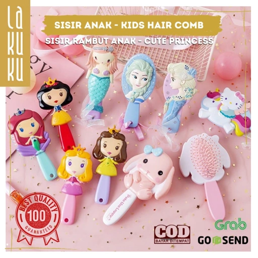 Image of Lakuku - Sisir Rambut Premium Anak Hair Comb Kids 3D princess putri
