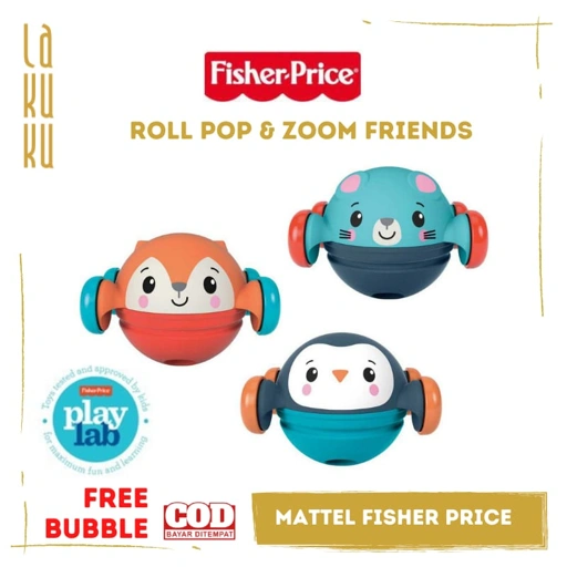 Image of Lakuku - Mattel Fisher Price Roll Pop & Zoom Friends Mainan Balita Anak 9 bulan