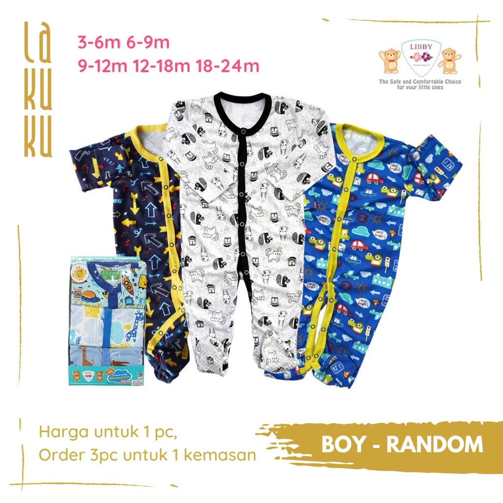Lakuku - Libby Sleepsuit Premium Boy or Girl Soft Cotton 3-6m 6-9m 9-12m 12-18m 18-24m