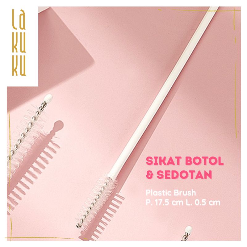 Lakuku - Sikat Botol dan Sedotan - Stainless Brush 17,5 cm atau 23 cm