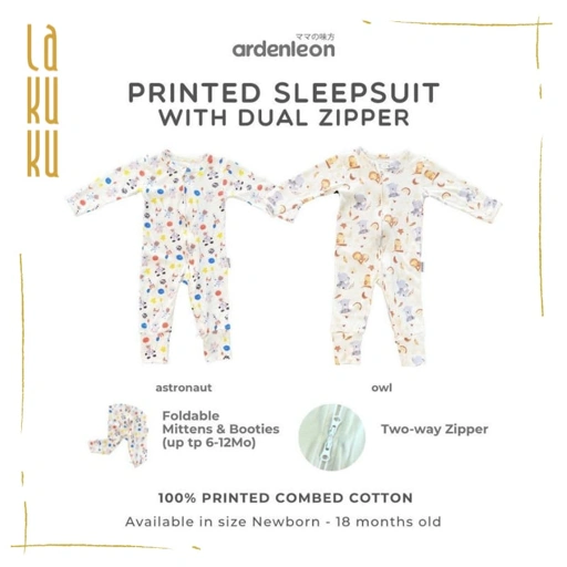 Image of Lakuku - Ardenleon Printed Sleepsuit dual zipper Setelan Piyama Lengan Panjang
