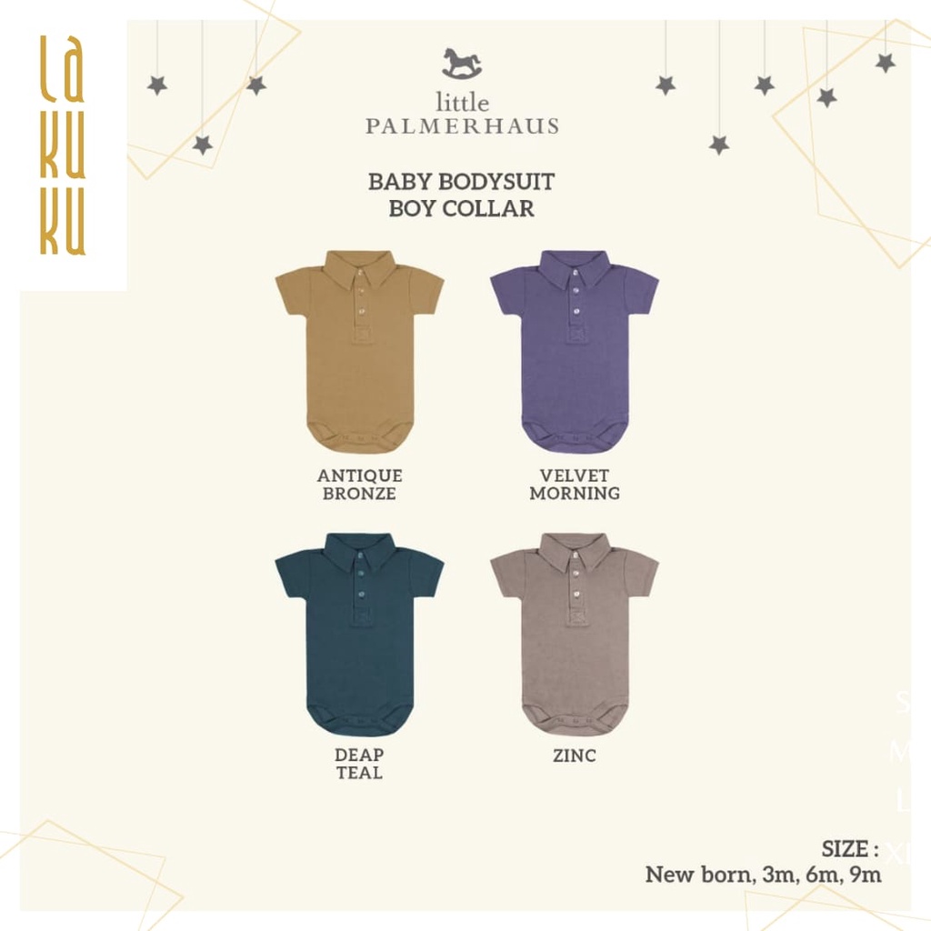 Lakuku - Little Palmerhaus Baby Bodysuit Boy & Girl Collar Newborn - 9 bulan Berkerah