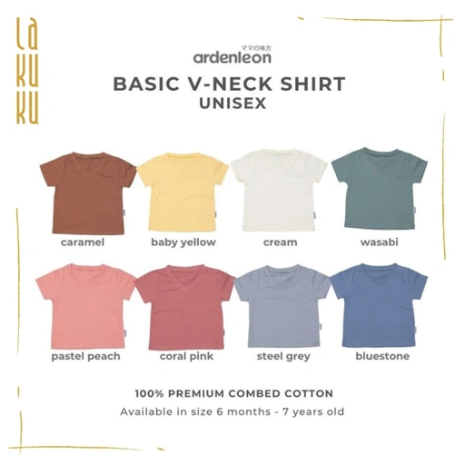 Image of Lakuku - Ardenleon Basic V Neck Kids Shirt Baju Anak Unisex Atasan Polos