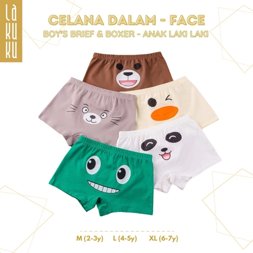 Image of Lakuku - Celana Dalam Anak Laki 1-7 th Underwear Katun Impor Premium Boxer Face