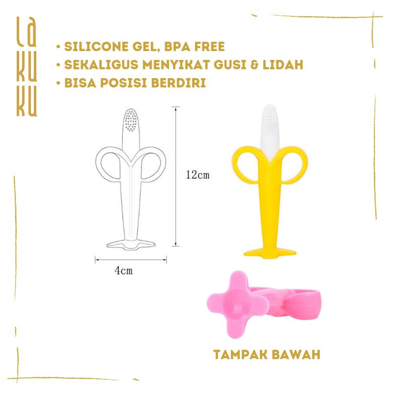 Teether 2 in 1 Tooth Brush Baby Yellow Banana - Mainan Gigitan untuk Bayi tumbuh gigi