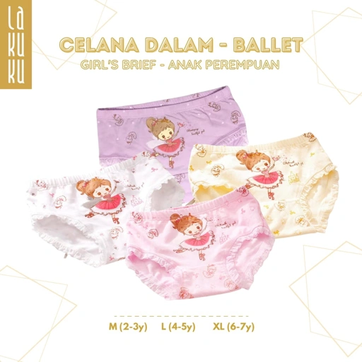 Image of Lakuku - Celana Dalam Anak Perempuan Underwear Katun Brief Ballerina
