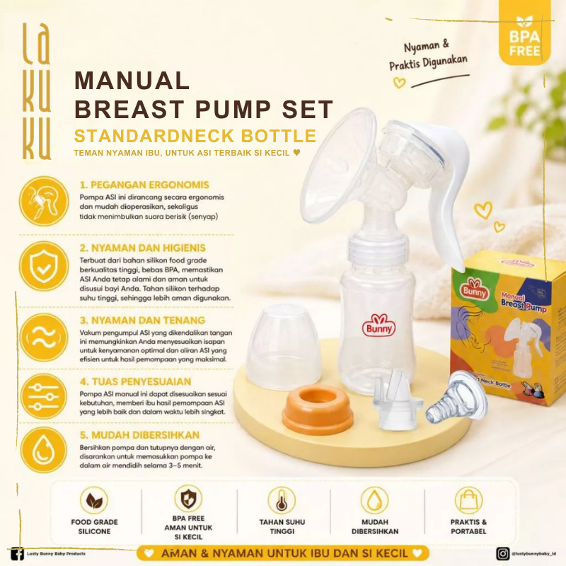 Lakuku - Lusty Bunny Pompa Asi Manual Breast Pump Wide or Slim Regular