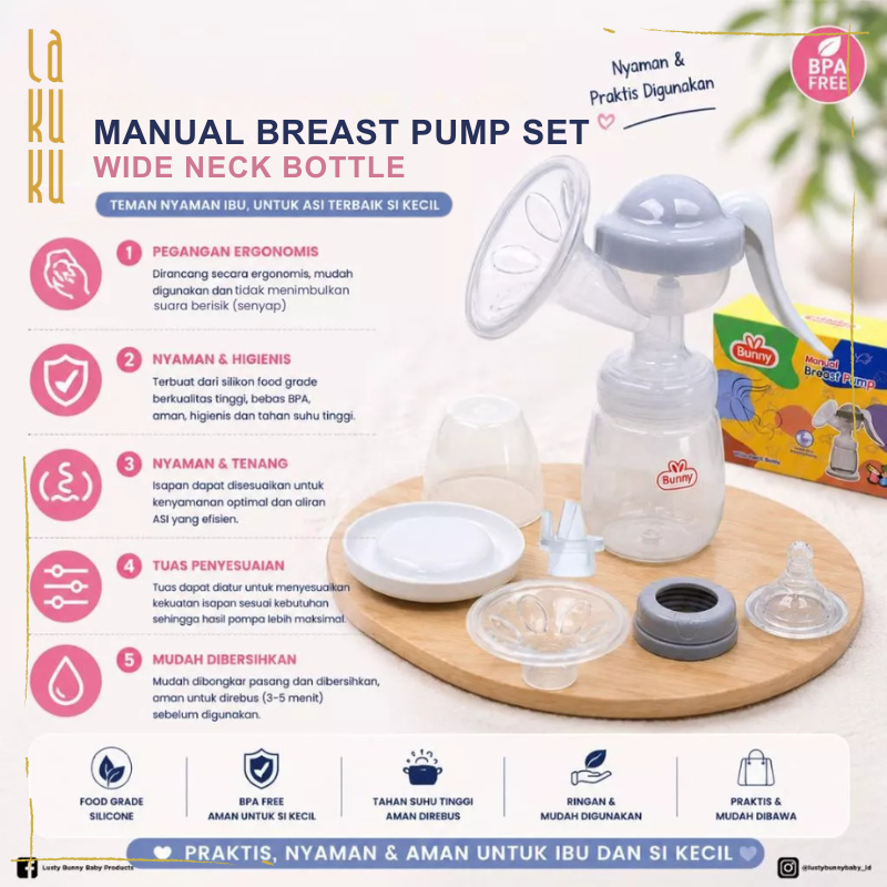 Lakuku - Lusty Bunny Pompa Asi Manual Breast Pump Wide or Slim Regular