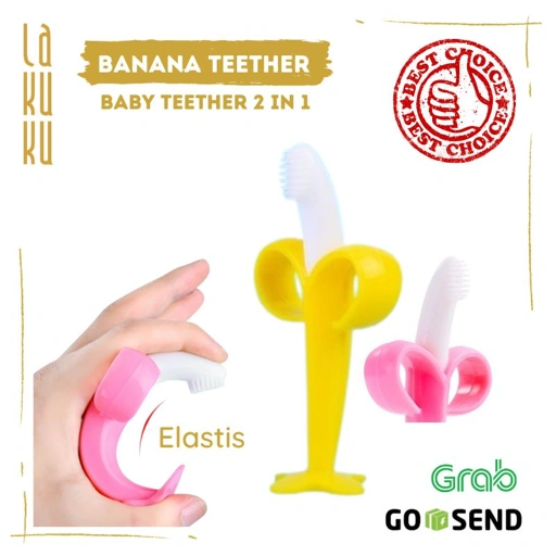 Image of Teether 2 in 1 Tooth Brush Baby Yellow Banana - Mainan Gigitan untuk Bayi tumbuh gigi