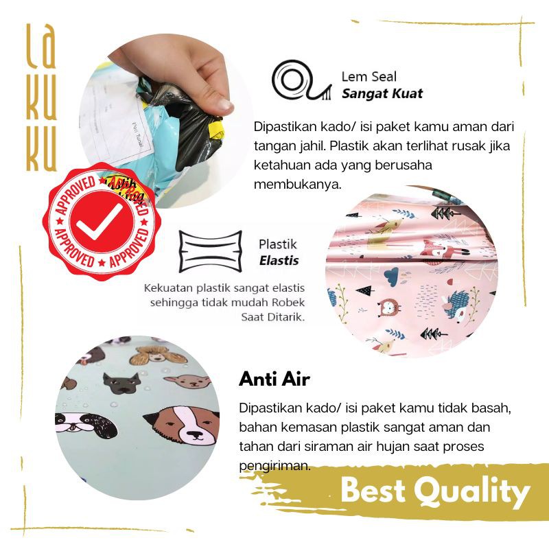 Kemasan Plastik Polymailer Bungkus Kado + Kartu Ucapan cantik khusus produk LAKUKU