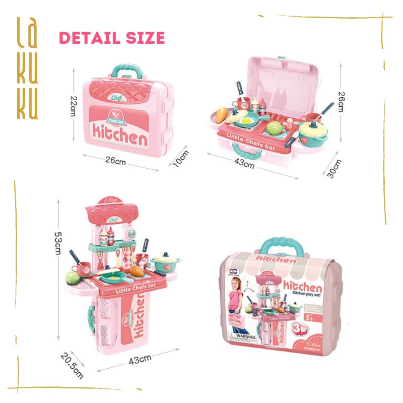 Lakuku - Pretend Toys Mainan Activity Dapur Kitchen Set Makeup Mechanic Meja Rias Doctor Anak dalam Koper Bag 3 in 1