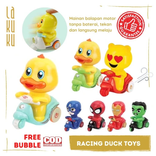 Image of Lakuku - Racing Duck Toys Mainan Anak Bayi Tekan Kepala Bebek naik motor vespa tanpa baterai