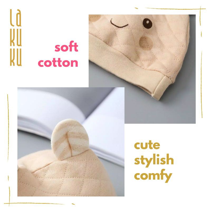 Topi Kupluk Anak Bayi Newborn 0-6 bulan Cotton, Nyaman dan Lucu