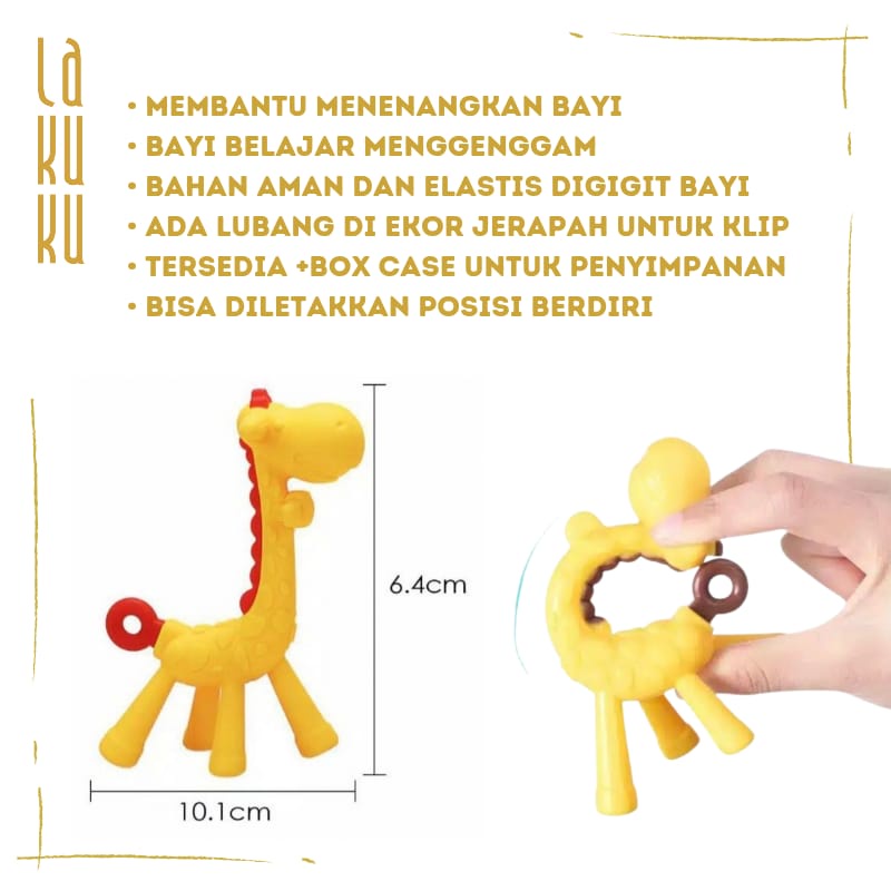 Lakuku - Giraffe Teether adalah salah satu gigitan bayi untuk usia 3 bulan keatas berbentuk jerapah.