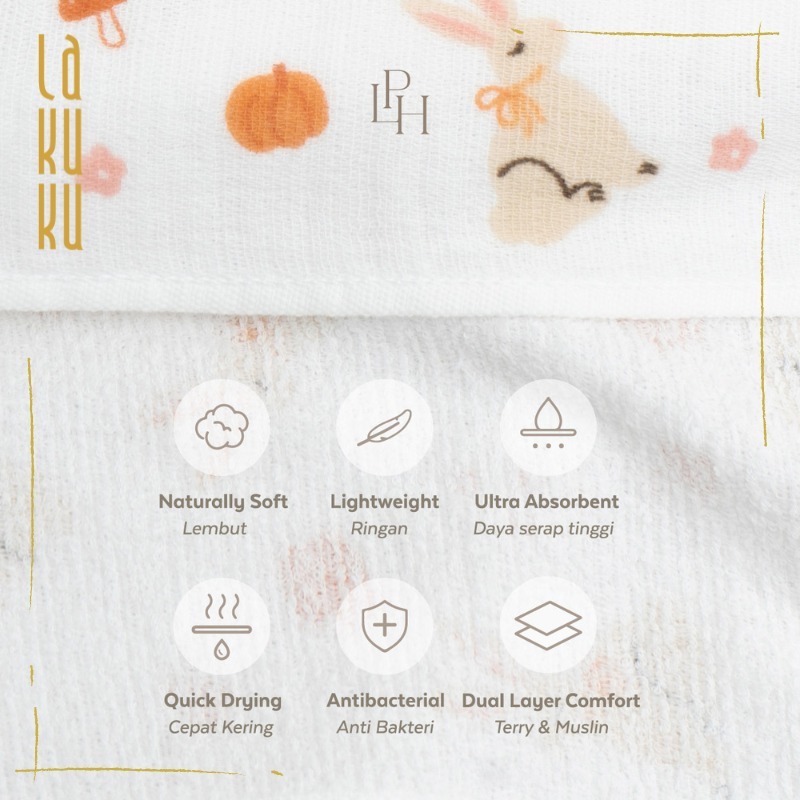 Lakuku - Palmerhaus TOTTORI Handuk Mandi Bayi Anak 60x120cm - premium combed cotton Bath Towels kado lahiran