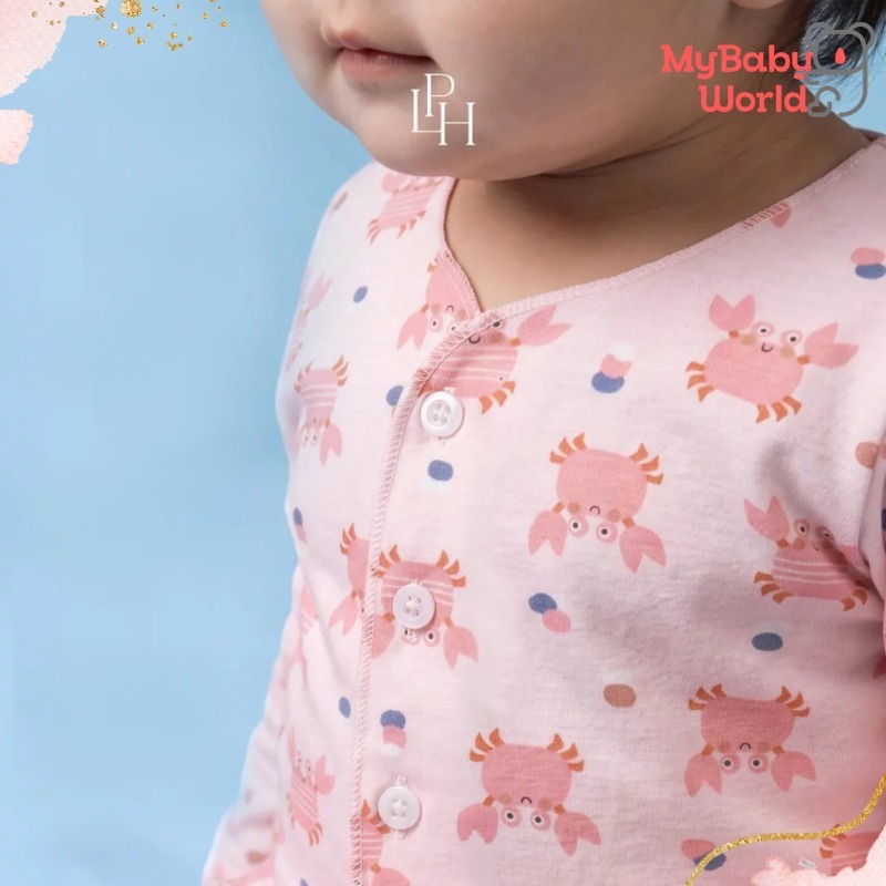 Lakuku - Little Palmerhaus Setelan Baju Piyama lengan panjang anak Bayi Little Wear Button Long Sleeve Bamboo