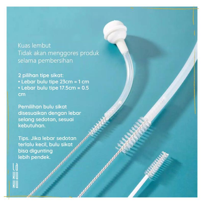 Lakuku - Penutup kepala dan sedotan untuk botol susu tipe Wide Slim dan Magmag - Straw for dot bottle