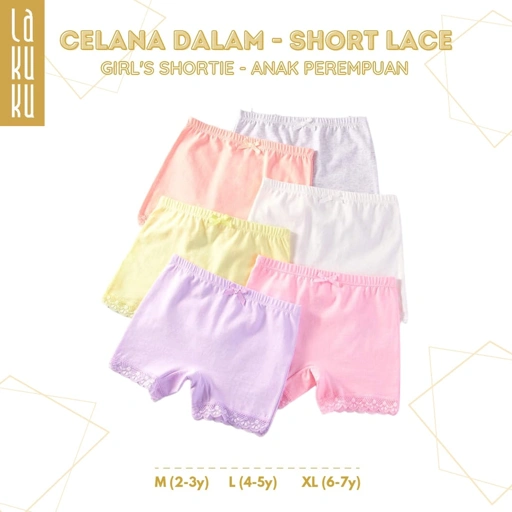 Image of Lakuku - [GROSIR] Celana Dalam Anak Perempuan 1-7 th Underwear Katun Premium Impor Short Polos