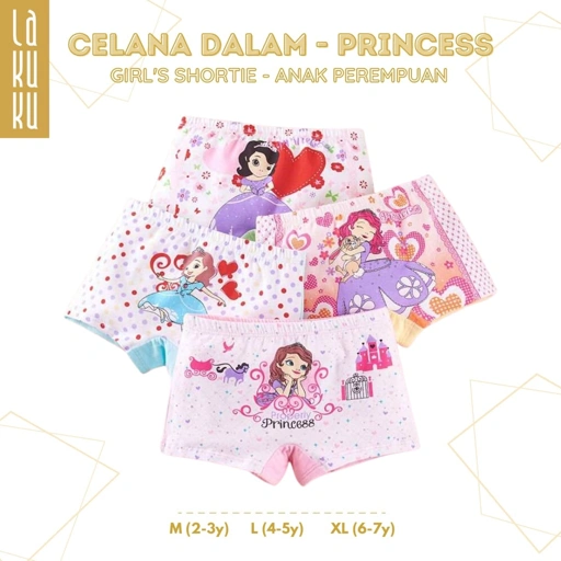 Image of Lakuku - Celana Dalam Anak Perempuan 1-10 th Underwear Katun Premium Impor Shortie Princess