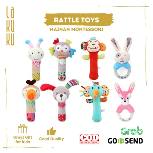 Image of Lakuku - Baby Rattle Toys Mainan Hand Stick Bayi Sensorik Squaker