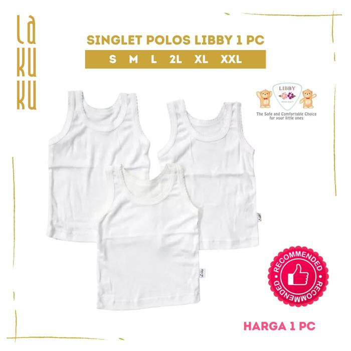 Lakuku- Singlet Libby Baju Kutang Dalaman Anak bayi balita putih polos