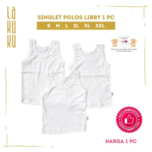 Image of Lakuku- Singlet Libby Baju Kutang Dalaman Anak bayi balita putih polos