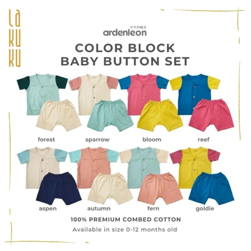Image of Lakuku - Ardenleon Color Block Baby Button Set Setelan Baju Celana Bayi Full Colors