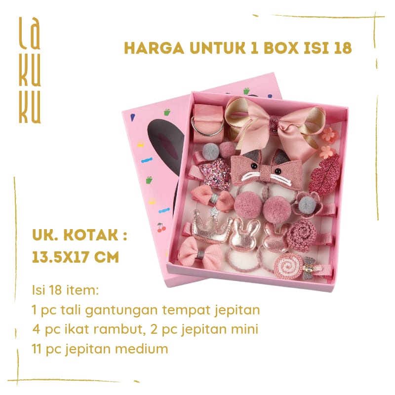 Lakuku - Aksesoris Rambut Jepitan Ikat Rambut Set 1 Box isi 18 pc