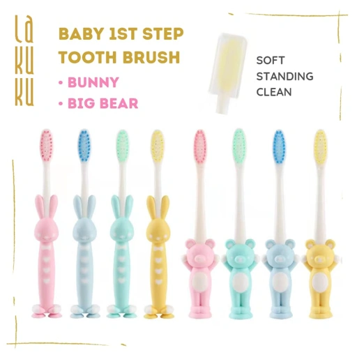 Image of Lakuku - [GROSIR] Sikat gigi bayi anak balita Baby Tooth Brush Bear dan Bunny
