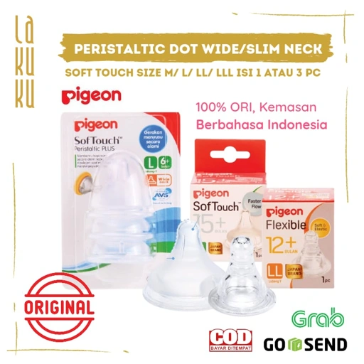Image of LAKUKU - PIGEON Dot Peristaltic Plus 3 Blister M & L - Soft Touch Dot Bayi