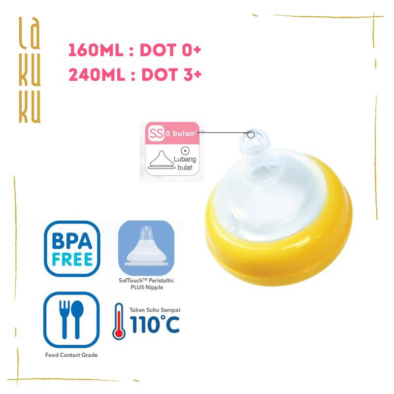 Lakuku - PIGEON Botol Susu PP Wide Neck Peristaltic plus nipple 160ml 240ml