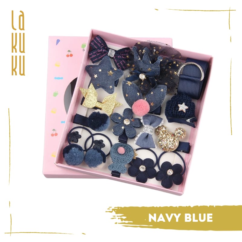 Lakuku - Aksesoris Rambut Jepitan Ikat Rambut Set 1 Box isi 18 pc