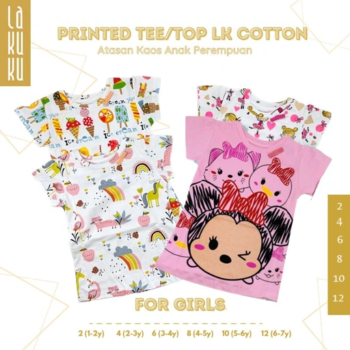 Image of Lakuku - Printed Tee Top LK Cozy is Good Atasan Baju Kaos Anak Perempuan Cotton Katun